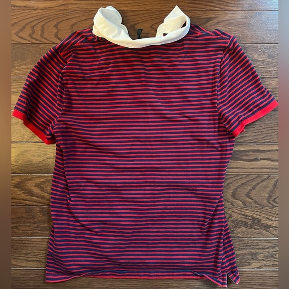 Lauren Activewear Ralph Lauren Red & Navy Striped Collared Shirt Size Large - Picture 5 of 5